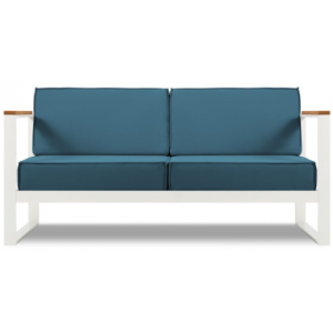 Tahiti udendørs loungesofa i stål og polyester B168 x D85 cm - Hvid/Blå