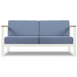 Tahiti udendørs loungesofa i stål og polyester B168 x D85 cm - Hvid/Lyseblå