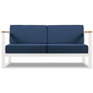 Tahiti udendørs loungesofa i stål og polyester B168 x D85 cm - Hvid/Mørkeblå