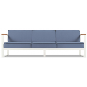 Tahiti udendørs loungesofa i stål og polyester B246 x D85 cm - Hvid/Lyseblå