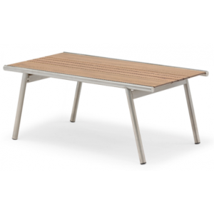 Zoom Lounge havebord i rustfri stål og HPL 90 x 51 cm - Mat rustfri stål/Teak