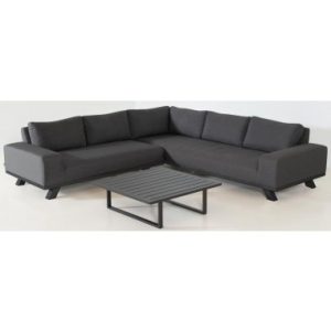 Easey lounge hjørnesofa med bord i aluminium og sunbrella quick dry polyester 260 x 260 cm - Antracit/Mørkegrå