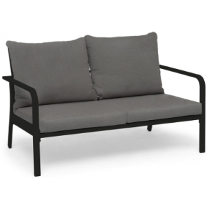 Hillerstorp havesofa i aluminium og olefin B140 cm - Sort/Gråbeige