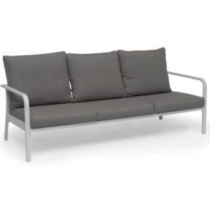 Hillerstorp havesofa i aluminium og olefin B205 cm - Hvid/Gråbeige