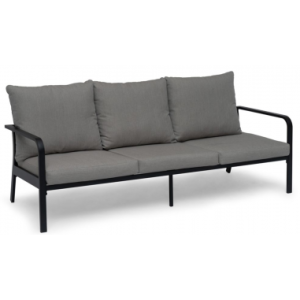 Hillerstorp havesofa i aluminium og olefin B205 cm - Sort/Gråbeige
