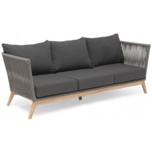 Hillerstorp havesofa i teak træ og olefin B208 cm - Teak/Mørkegrå