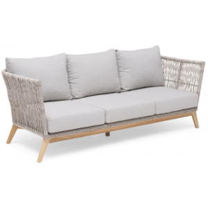 Hillerstorp havesofa i teak træ og polyrattan B208 cm - Teak/Beige