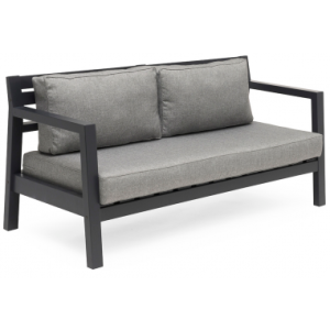 Hillerstorp lounge havesofa i fyrretræ og polyester B178 cm - Mørkegrå/Grå