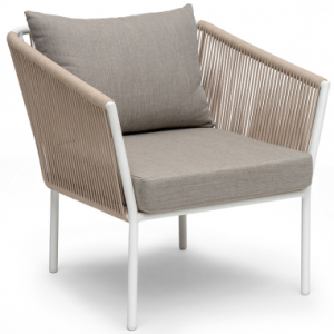 Hillerstorp lounge havestol i aluminium og olefin H74 cm - Hvid/Beige