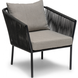 Hillerstorp lounge havestol i aluminium og olefin H74 cm - Mørkegrå/Gråbeige