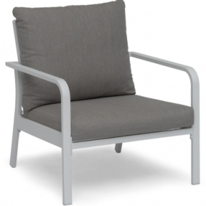 Hillerstorp lounge havestol i aluminium og olefin H82 cm - Hvid/Gråbeige