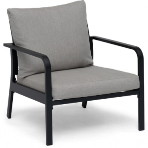 Hillerstorp lounge havestol i aluminium og olefin H82 cm - Sort/Gråbeige