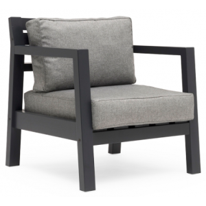 Hillerstorp lounge havestol i fyrretræ og polyester H82 cm - Mørkegrå/Grå