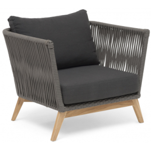 Hillerstorp lounge havestol i teak træ og olefin B90 cm - Teak/Mørkegrå