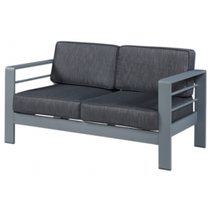 Lounge havesofa i aluminium og polyester B144 cm - Mørkegrå/Mørkegrå