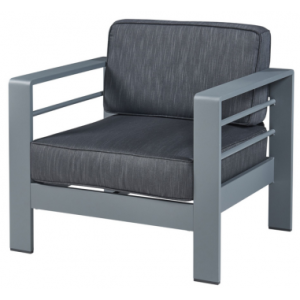 Lounge havestol i aluminium og polyester B81 cm - Mørkegrå/Mørkegrå