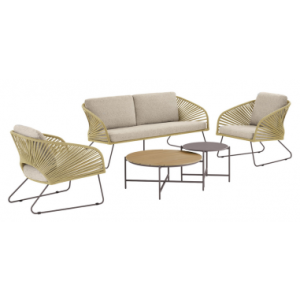 NOVEL Lounge havemøbel sæt i stål og polyester - Beige/Sand
