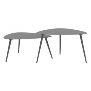 Sæt med 2 x lounge haveborde i stål 57,5 x 56 cm - Antracit