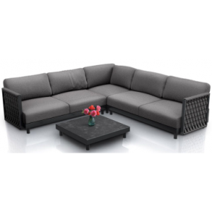 PORT ROYALE Loungesæt med bord i aluminium og olefin 268 x 268 cm - Mørkegrå