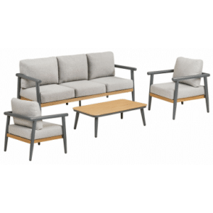 Lounge havemøbel sæt i aluminium, nonwood og polyester - Antracit/Teak/Grå