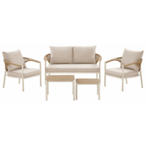 Lounge havemøbel sæt i aluminium, nonwood og polyrattan - Sand/Natur