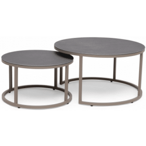 Hillerstorp lounge haveborde i aluminium og keramisk glas - Gråbeige/Grå