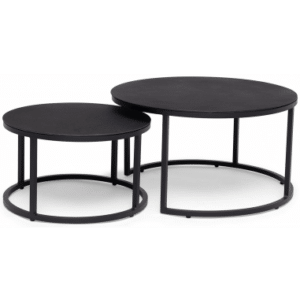 Hillerstorp lounge haveborde i aluminium og keramisk glas - Sort/Gråsort