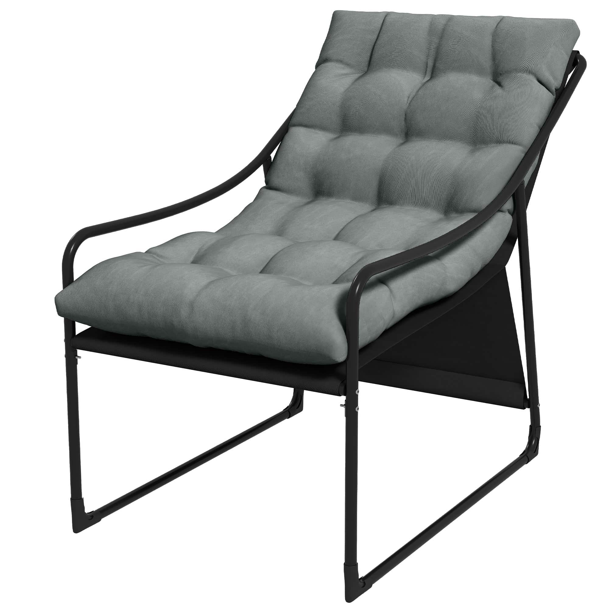 Udendørs lounge, tykke hynder, stel i rustfrit stål, 62B x 110D x 88H cm, grå/sort